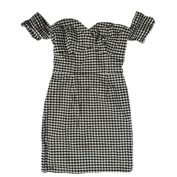 Guess Black White Gingham Pencil Dress Sleeveless Size 0 Retro Flirty Fun - Picture 1 of 6